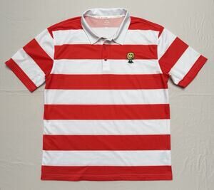 Birds of Condor Embroidered Logo Red & White Striped Golf Polo Shirt Size XL